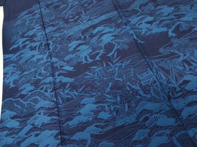 平和屋着物○訪問着 本藍 浜松風景文 正絹 逸品 AABE7120cs