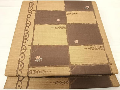 平和屋着物◎六通柄袋帯　洋花文　正絹　逸品　AABE7123yx