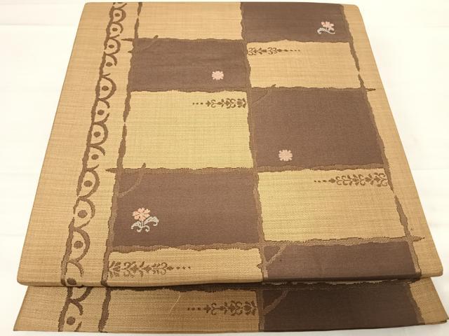 平和屋着物◎六通柄袋帯　洋花文　正絹　逸品　AABE7123yx