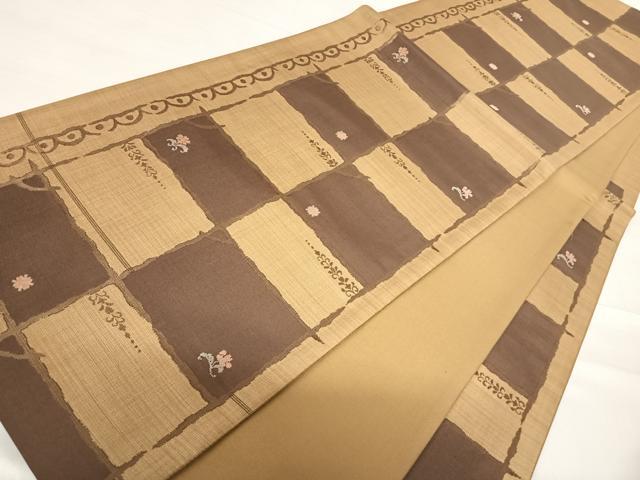 平和屋着物◎六通柄袋帯　洋花文　正絹　逸品　AABE7123yx