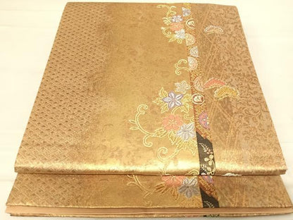 平和屋着物◎六通柄袋帯　舞花文　金銀糸　正絹　逸品　AABE7128yx
