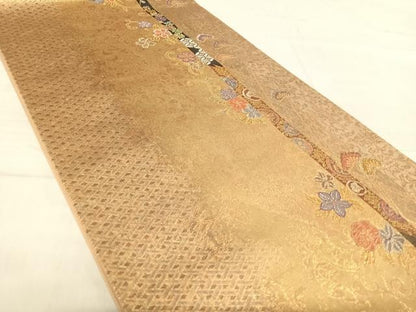 平和屋着物◎六通柄袋帯　舞花文　金銀糸　正絹　逸品　AABE7128yx