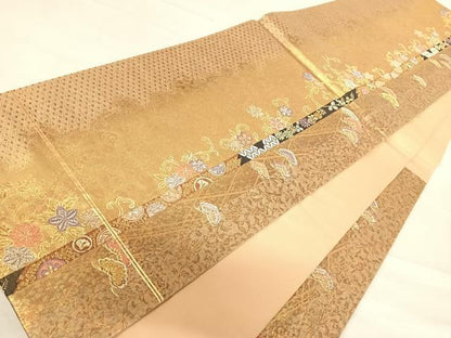 平和屋着物◎六通柄袋帯　舞花文　金銀糸　正絹　逸品　AABE7128yx