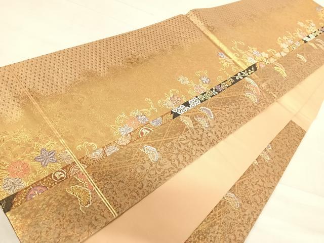平和屋着物◎六通柄袋帯　舞花文　金銀糸　正絹　逸品　AABE7128yx