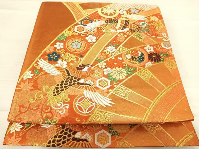 平和屋着物◎六通柄袋帯　唐織　吉祥花鳥文　金糸　正絹　逸品　AABE7135yx