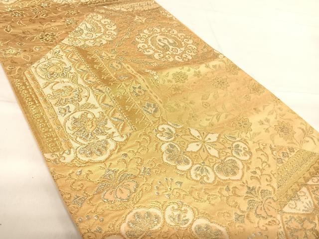 平和屋着物◎西陣　六通柄袋帯　切嵌花鳥文　金糸　正絹　逸品　AABE7141yx