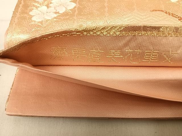 平和屋着物◎六通柄袋帯　唐織　慶長道長花車文　金糸　正絹　逸品　AABE7145yx