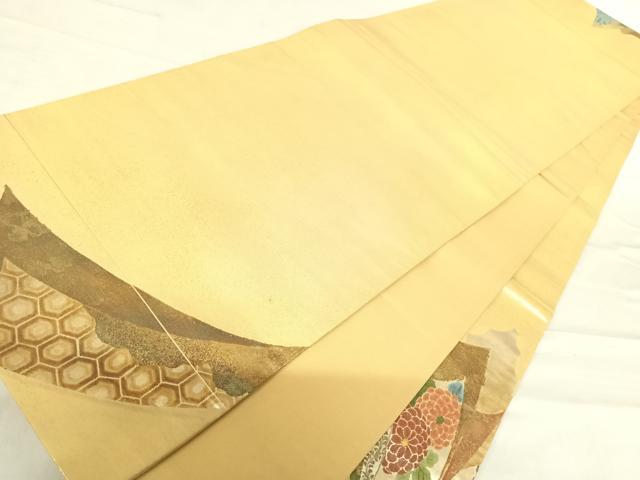 平和屋着物◎太鼓柄袋帯　束ね熨斗吉祥花文　正絹　逸品　AABE7147yx