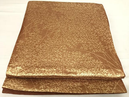 平和屋着物◎六通柄袋帯　草葉文　金糸　正絹　逸品　AABE7150yx