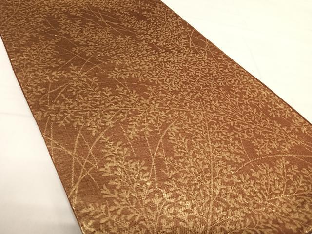 平和屋着物◎六通柄袋帯　草葉文　金糸　正絹　逸品　AABE7150yx
