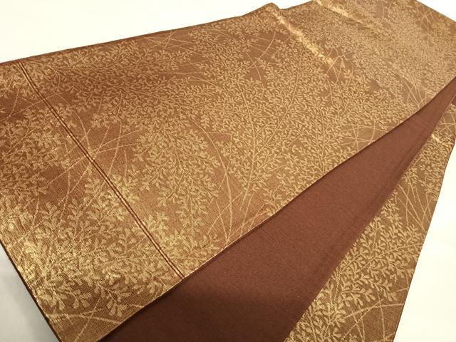 平和屋着物◎六通柄袋帯　草葉文　金糸　正絹　逸品　AABE7150yx