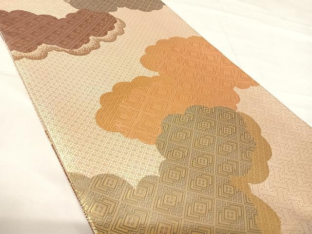平和屋着物◎佐賀錦　六通柄袋帯　雲重ね文　金糸　正絹　逸品　AABE7153yx