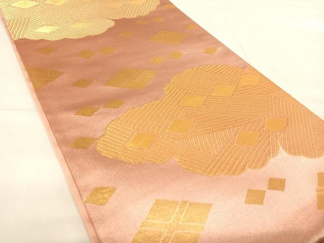 平和屋着物◎六通柄袋帯　蒔絵雲取文　金糸　正絹　逸品　AABE7160yx