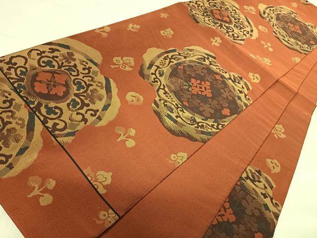 平和屋着物◎六通柄袋帯　抽象花文　正絹　逸品　AABE7161yx