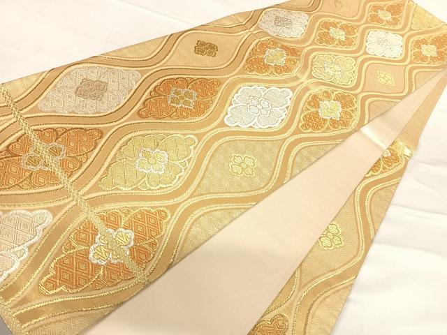 平和屋着物◎六通柄袋帯 立涌花文 金銀糸 正絹 逸品 AABE7162yx