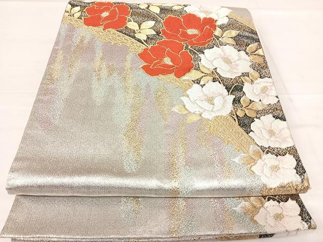 平和屋着物◎六通柄袋帯 唐織 枝花文 金銀糸 正絹 逸品 AABE7163yx