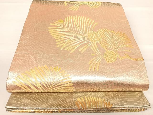 平和屋着物◎六通柄袋帯 枝松文 金銀糸 正絹 逸品 AABE7165yx