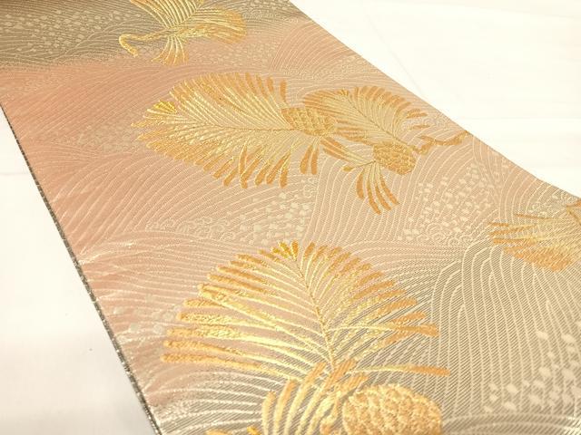 平和屋着物◎六通柄袋帯 枝松文 金銀糸 正絹 逸品 AABE7165yx