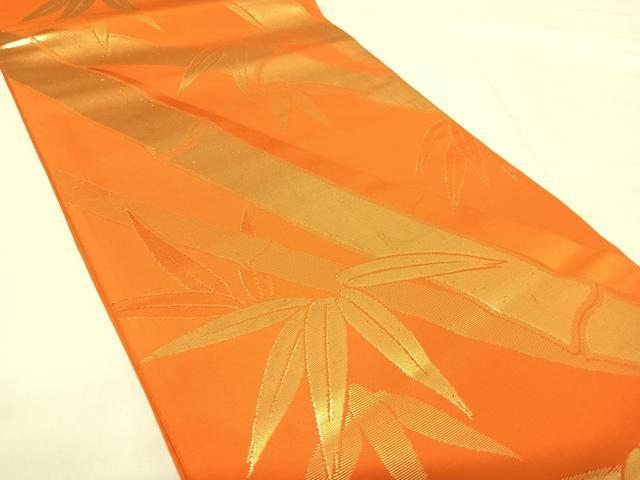 平和屋着物◎六通柄袋帯 笹竹文 金糸 正絹 逸品 AABE7166yx