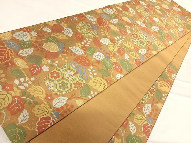 平和屋着物◎六通柄袋帯 紹巴織 仕覆花文 正絹 逸品 AABE7176yx