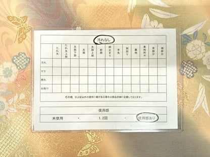 平和屋着物◎六通柄袋帯　枝垂れ花蝶文　金糸　正絹　逸品　AABE7180yx