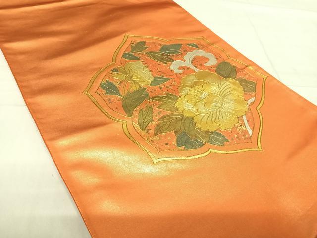 平和屋着物◎太鼓柄袋帯 草花文 金銀彩 正絹 逸品 AABE7183yx