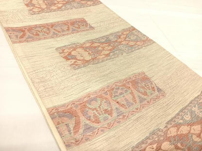 平和屋着物◎六通柄袋帯　洋花文　金糸　正絹　逸品　AABE7184yx