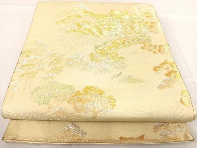 平和屋着物◎六通柄　京袋帯　風景文　金銀糸　正絹　逸品　AABE7193yx