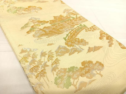 平和屋着物◎六通柄　京袋帯　風景文　金銀糸　正絹　逸品　AABE7193yx