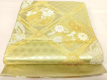 平和屋着物◎六通柄袋帯　唐織　天井花丸文　金銀糸　正絹　逸品　AABE7204yx