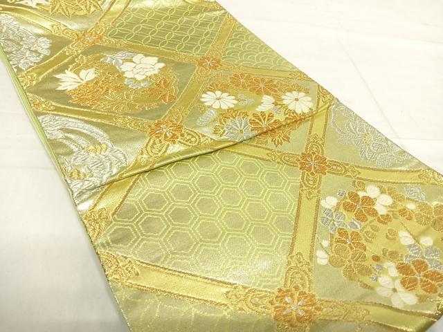 平和屋着物◎六通柄袋帯　唐織　天井花丸文　金銀糸　正絹　逸品　AABE7204yx