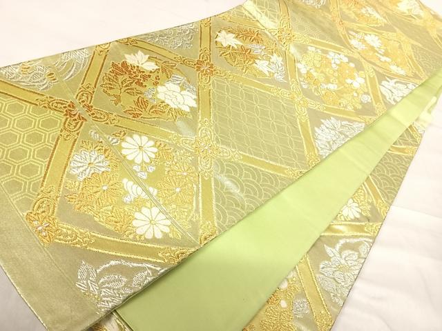 平和屋着物◎六通柄袋帯　唐織　天井花丸文　金銀糸　正絹　逸品　AABE7204yx