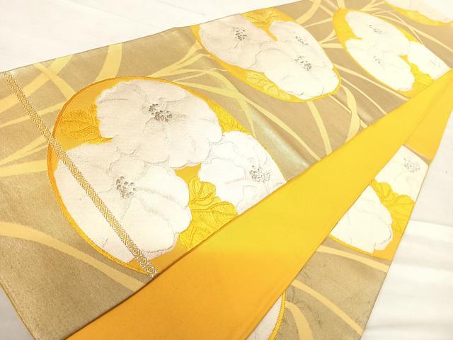 平和屋着物◎六通柄袋帯 唐織 花丸文 銀糸 正絹 逸品 AABE7211yx
