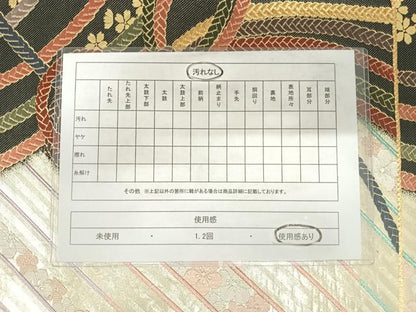 平和屋着物◎佐賀錦 六通柄袋帯 唐織 組紐花文 金糸 正絹 逸品 AABE7220yx