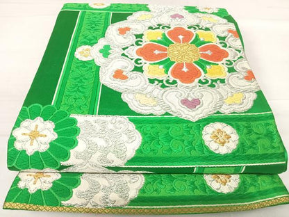 平和屋着物◎六通柄袋帯 唐織 正倉院花文 金銀糸 正絹 逸品 AABE7222yx