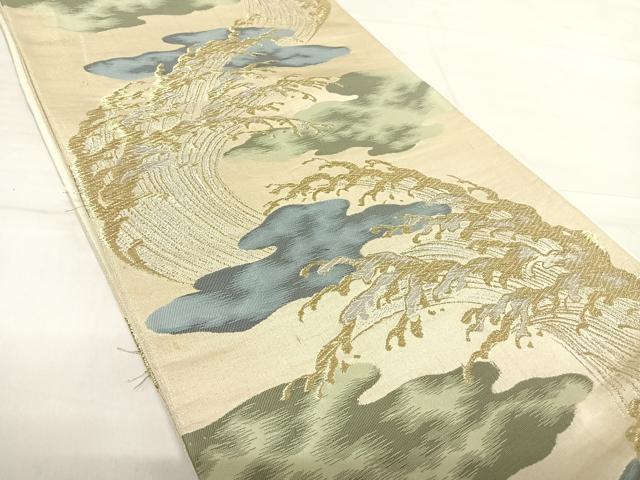 平和屋着物◎六通柄袋帯 立波文 金銀糸 正絹 逸品 AABE7223yx