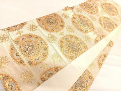 平和屋着物◎六通柄袋帯 花丸文 金銀糸 正絹 逸品 AABE7229yx