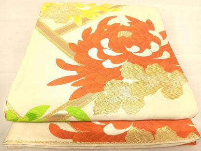 平和屋着物◎六通柄袋帯 唐織 乱菊 金糸 正絹 逸品 AABE7230yx