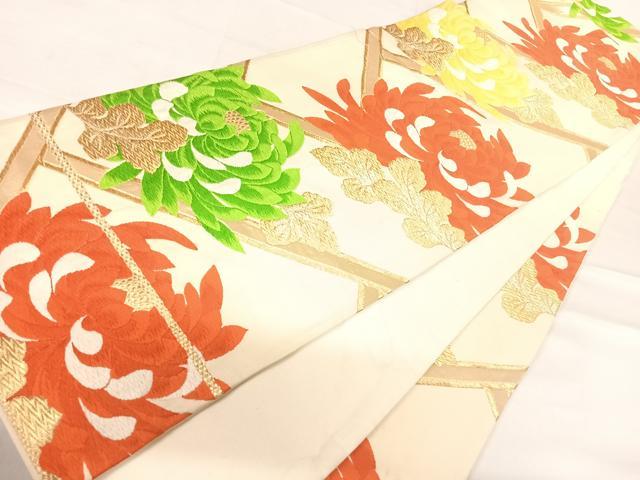 平和屋着物◎六通柄袋帯 唐織 乱菊 金糸 正絹 逸品 AABE7230yx