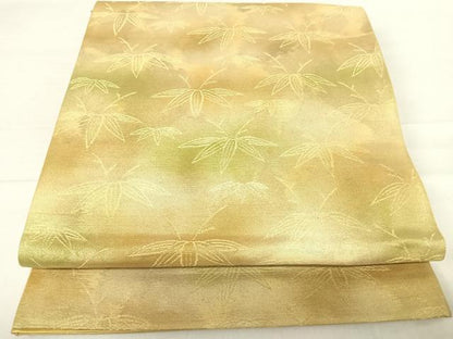 平和屋着物◎六通柄袋帯 笹の葉文 金銀糸 三越扱い 正絹 逸品 AABE7233yx