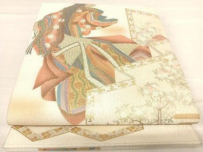 平和屋着物◎綴れ 六通柄袋帯 女人文 金彩 銀糸 正絹 逸品 AABE7235yx