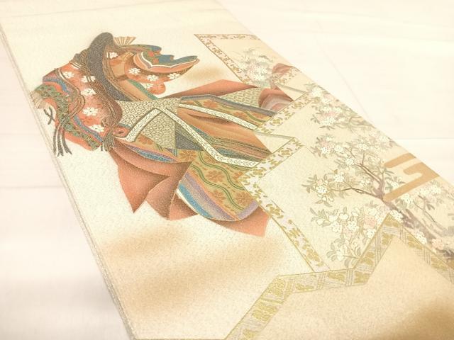 平和屋着物◎綴れ 六通柄袋帯 女人文 金彩 銀糸 正絹 逸品 AABE7235yx