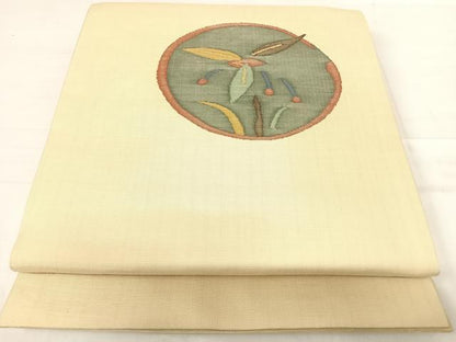 平和屋着物◎太鼓柄袋帯 花丸文 金糸 正絹 逸品 AABE7237yx