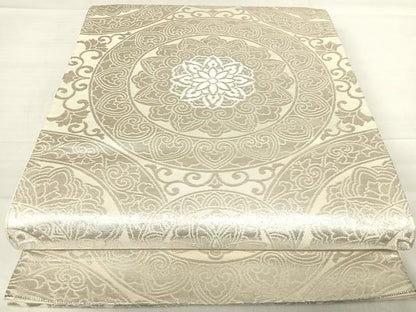 平和屋着物◎六通柄袋帯 花丸文 銀糸 正絹 逸品 AABE7239yx