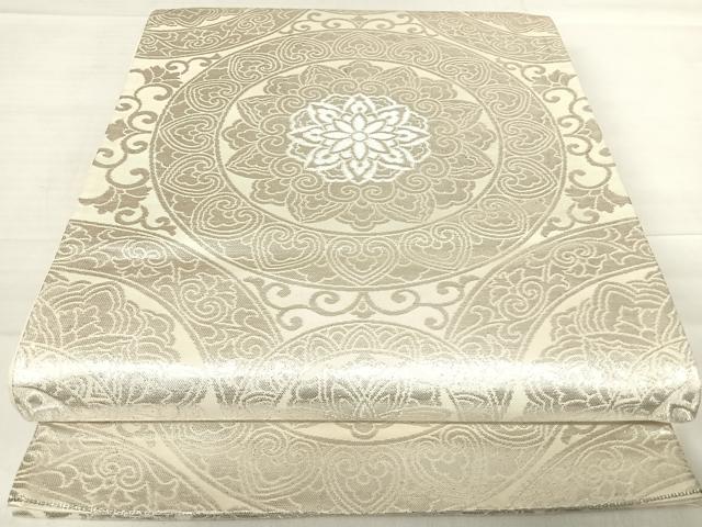 平和屋着物◎六通柄袋帯 花丸文 銀糸 正絹 逸品 AABE7239yx