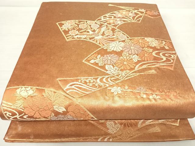 平和屋着物◎六通柄袋帯 地紙花文 金糸 引箔 正絹 逸品 AABE7244yx