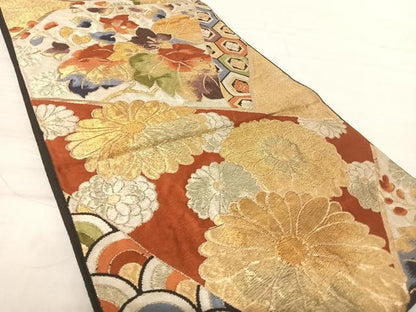 平和屋着物◎六通柄袋帯 草花文 金糸 正絹 逸品 AABE7250yx