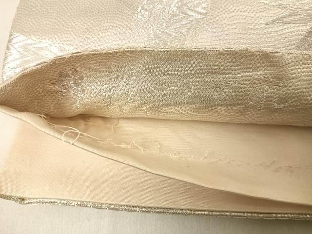 平和屋着物◎六通柄袋帯 唐織 錦彩つづれ 九百織 籬笹の葉文 銀糸 正絹 逸品 AABE7251yx