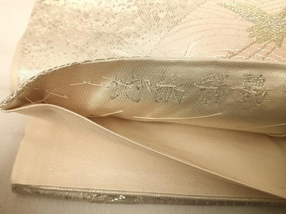 平和屋着物◎六通柄袋帯 地紙群鶴 金銀糸 正絹 逸品 AABE7252yx