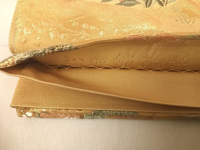平和屋着物◎六通柄袋帯 唐織 松取能御所 金糸 正絹 逸品 AABE7264yx